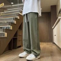 Draped parachute pants, casual trousers for autumn/winter, straight-leg loose wide-leg pants