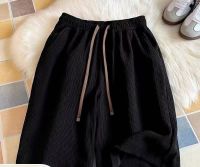 Japanese minimalist solid-color draped suit shorts, summer loose wide-leg casual 5/7 pants