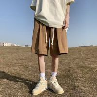 American vintage ice-cool cotton breathable cargo shorts, casual pants summer lightweight loose-fit 5/7 pants.