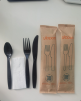 disposable cutlery fork spoon knife napkin with paper sleeve