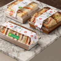 Custom Logo Kraft Paper Take sandwich Box Corrugated Design Cardboard Food Waffle Boxes Sponge Liner for Vanishing Print Handling