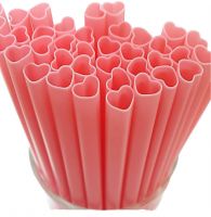 Pink Heart-Shaped Plastic Disposable Straw Individually Packaged Drinking Straw for Parties and Water Consumption From China