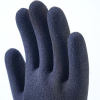 DDsafety EXPORT 77+countries low-cost manufacturer gloves 13-Gauge, Hi-Vis Green Nylon Shell, Black Foam Latex Palm Coating Work Gloves From China