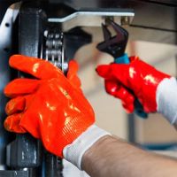 DDsafety CE/ISO standards, Cotton Liner Orange PVC full Coated Chemical Resistant Industrial Work Safety Gloves
