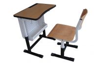 Height-Adjustable School Desk &amp;amp; Chair (with Wire Basket)