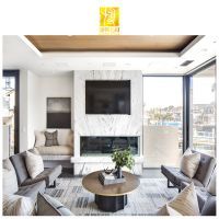 BOTON STONE Natural Stone Polished White Marble Wall Tile Living Room Floor Stone Veneer Sheet Bookmatched Marble Slab