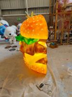 Glass fiber reinforced plastic illuminated hamburger sculpture