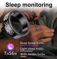 Stainless Steel Smart Ring Heart Rate Blood Oxygen Sleeping Monitoring Multi Sport Modes