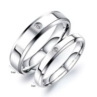 Simple Fashion Stainless Steel Couple Diamond Ring Trendy Wedding Commitment Holiday Gift for Women Jewelry Accessories From China