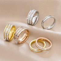 Fashion Micro-inset Zircon Ring Temperament Couple Diamond Jewelry Ring Accessories