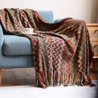 Bohemian style knitted blanket, sofa blanket, office nap blanket, air conditioning blanket, bed end cover, Nordic throw blanket.