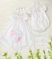 Wholesale Coral Pink Hand Embroidery Smocked Dress