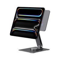 Aluminum Alloy Magnetic Charging Stand for iPad Pro M4 2024 11 inch 180Â° & 360Â° Rotatable Magnetic Charging iPad Kit Grey Silver