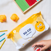 SU.CO 98% pure water fragrance free baby wipes From India