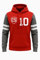 Custom Oem Red Hoodie with Kangaroo Pocket &amp; Gray Sleeves Unisex Pullover Premium Streetwear In Wholesale Prices