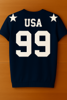 American Football Custom Jersey with Shoulder Star Accents In Navy Blue Color  