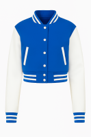 Latest Style Unique Varsity Bomber Jacket With Contrast Leather Sleeves And Wool Body Ribbed Trim For Women Everyday Street Style From Pakistan