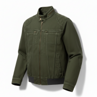 Mens Olive Green Field Jacket Bomber Style Quilted Shoulder Casual Outerwear