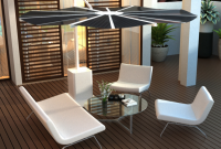Solar Powered Parasol PV sunshade Folding Umbrella Canopy charge mobile phones and refrigerator