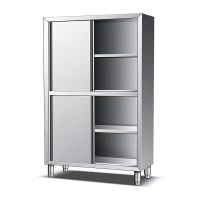 Commercial Stainless Steel Kitchen Storage Cabinet â Heavy-Duty 3~4-Tier Sliding Door, Double Door, or Center Drawer â for Restaurant, Bakery, Hotel, Food Prep From China