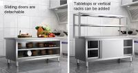 Commercial Stainless Steel Preparation Cabinet â Custom AISI 201 Steel, Detachable Sliding Doors, Adjustable Feet