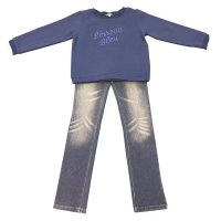 Girl's Sweat Shirt fleece with heavy embroidery and denim Jean From China