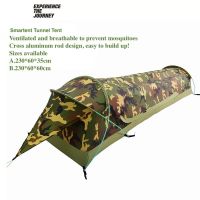 Camouflage Waterproof Coated Polyester Cross Aluminum Rod Design Tunnel Tent For Outdoor Camping