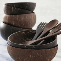 NATURAL HANDMADE COCONUT SHELL BOWL / FOOD SAFE POLISHED INTERIOR / ZERO WASTE KITCHEN ACCESSORY From South Africa