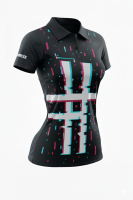 Ladies Collar-Glitch Custom Jersey Women Round O-Neck Couple&#039;s Clothing Short Sleeved Shirt