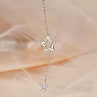 Christmas Gift 925 Sterling Silver Cute Shiny Star Choker Drop Charm Necklaces Charming Woman Wedding Party Birthday Jewelry