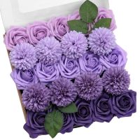 TINGE TIME Purple Flowers, Fake Flower Leaf Artificial Flower with Stems for DIY Wedding Bouquets Table Centerpieces Baby Shower Home Party Floral Arrangements Decorations