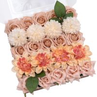 TINGE TIME Artificial Flowers Combo Box Set, Blush Gradient Color Fake Flower Leaf with Stems for DIY Wedding Bouquets Table Centerpieces Baby Shower Home Party Floral Arrangements Decorations From China