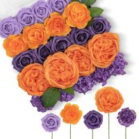TINGE TIME Rose Artificial Flowers Combo, Gradient Color Faux Foam Roses with Stems for DIY Wedding Bridal Shower Party Table Centerpieces Fake Floral Arrangement Home Decor(Burnt Orange and Purple) From China