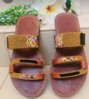 BEADED LEATHER SANDALS