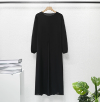 Cross border women's Malaysian robe floral dress long sleeved pullover chiffon A-line Arabic hood