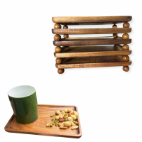 Handcrafted Acacia Wood Tray, Natural Wooden Serving Plate From Vietnam