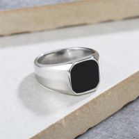 Men ring in stainless steel, wholesale signet onyx ring, square signet band rings From China