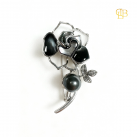 Elegant 925 Sterling Silver Flower Brooch