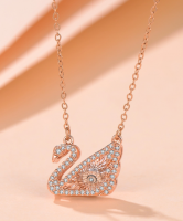 DLB Jewelry Gemstone Collection Swan Rose Gold Necklace From China