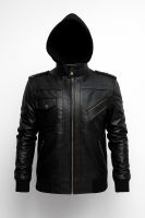 Black Lambskin Leather Jacket With Removable