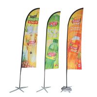 Outdoor Aluminium Windproof Double Side Polyester Rectangle 5m 7m Telescopic Giant Flag From China