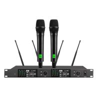 Professional Dual-Channel Wireless Microphone System UHF Mics True Diversity Wireless Microphone System ID Lock