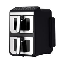 Dual Zone Air Fryer 12L Double Basket 2460W Silver Handle Digital Touch Control Oilless Cooker