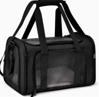 Large Breathable Oxford Fabric Pet Carrier Bag, Collapsible Dog Cat Travel Tote Bag with Mesh Sides for Outdoor Walking and Airline Travel
