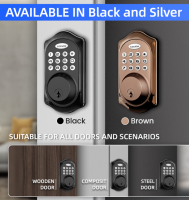 Smart Electronic Tuya Door Lock, WiFi/Bluetooth Enabled, Password/Key/App Control, Grade C Security, Aluminum Alloy for Wooden/Metal Doors
