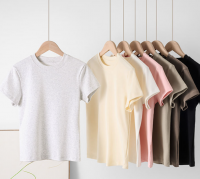 High Quality Cotton 3D Embossed Slim Fit Solid O-Neck 220GSM Summer T-Shirt Custom Logo Women Custom Shirt T-Shirt Wholesale