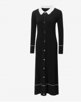 Dress Manufacturer Custom Modest Fashion Clothing Ladies Wholesale Long Button up Casual Elegant Solid Knit Sweater Dress Women