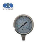 Pressure gauge made of stainless steel with shock resistance and oil filling
