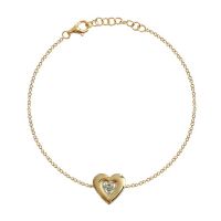 Dainty Bezel Heart Moissanite Bracelet 18k Gold Plated Adjustable 925 Sterling Silver Heart Link Bracelet Fine Jewelry Wholesale