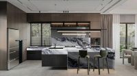SEINE RIVER - FULL BODY Printed Quartz Stone Slabs for Open-Plan Kitchen Designs